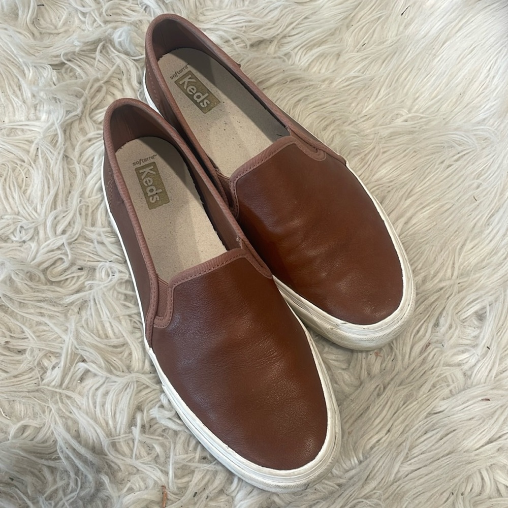Less brown leather slip on shoes
